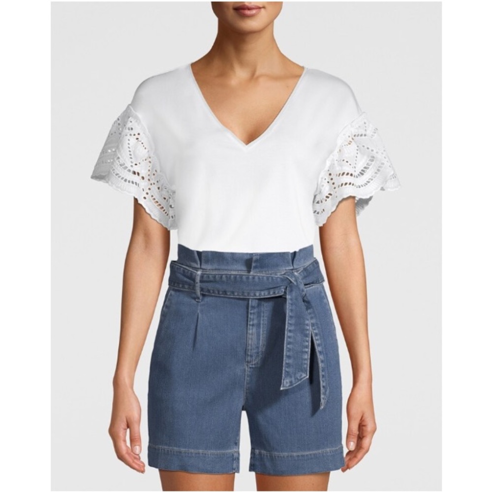 WHBM | EYELET FLUTTER-SLEEVE TEE STYLE: 570287209 - Picture 1 of 14